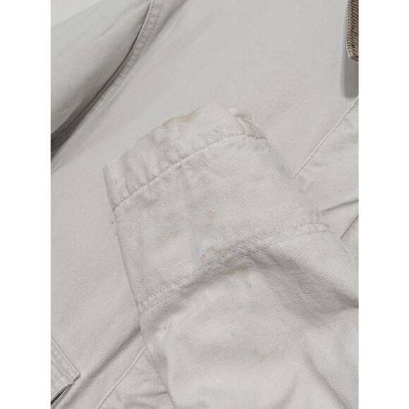 Vintage J Crew Goose Down Oarsman Canvas Bomber Jacket Cream Off White Grunge - Picture 7 of 7